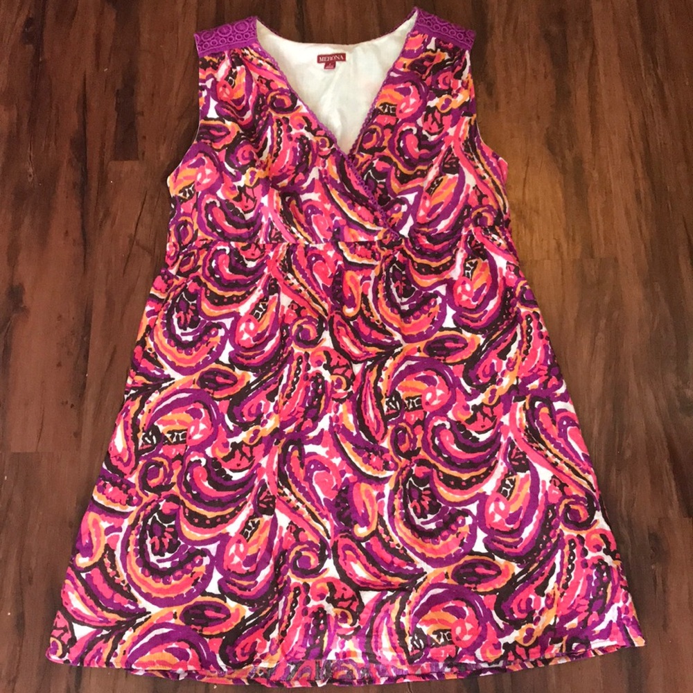 Merona Pink Purple Paisley Sleeveless Dress 2